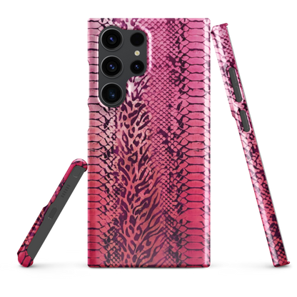 Neon Pink Snake Skin & Leopard Print Snap Case for Samsung