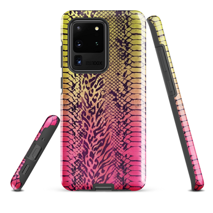 Yellow & Pink Snake Skin & Leopard Print Tough Case for Samsung