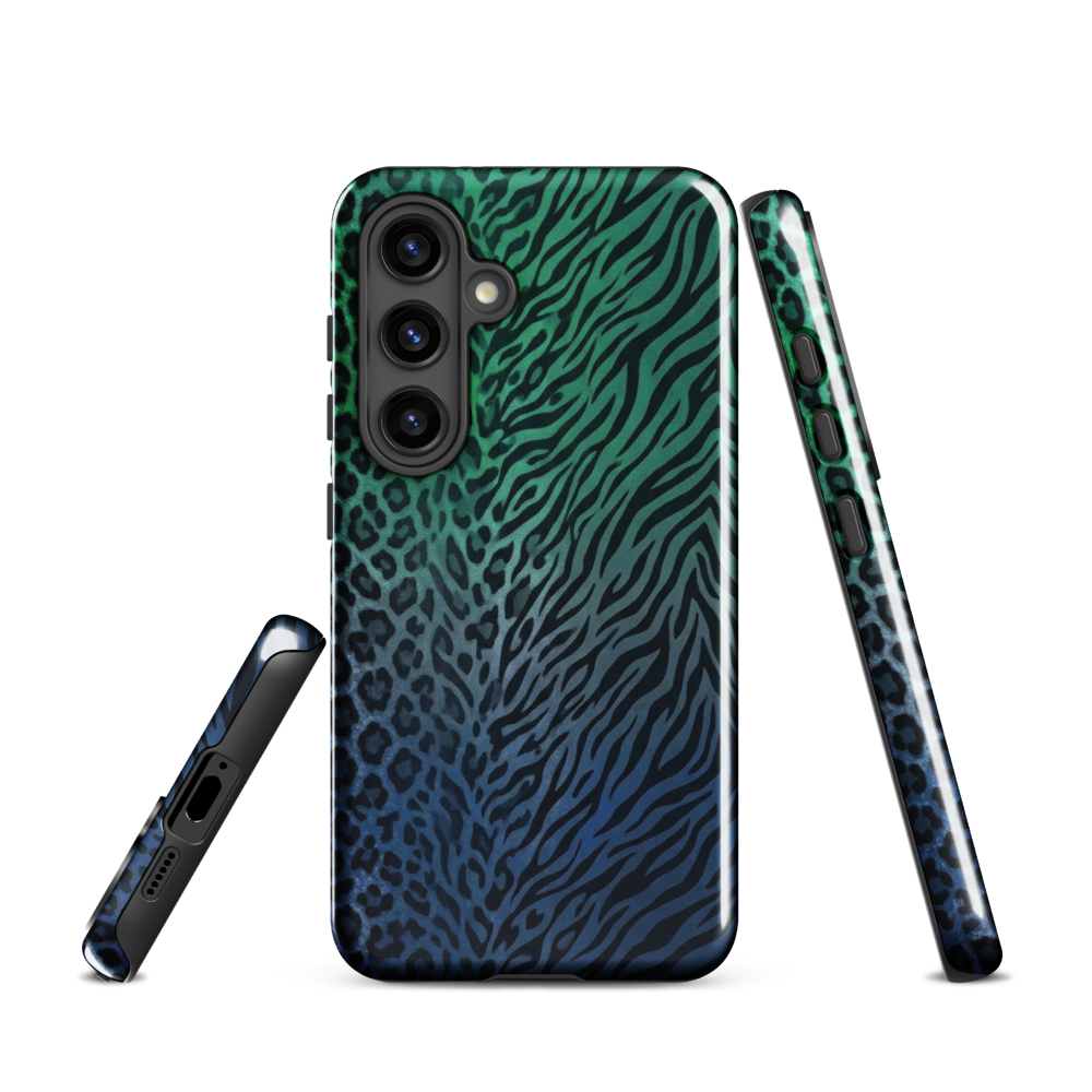Blue to Teal Zebra & Leopard Print Tough Case for Samsung