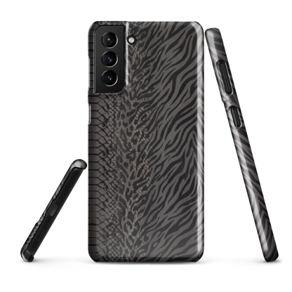 Dark Gray Snake Skin & Leopard Print Snap Case for Samsung