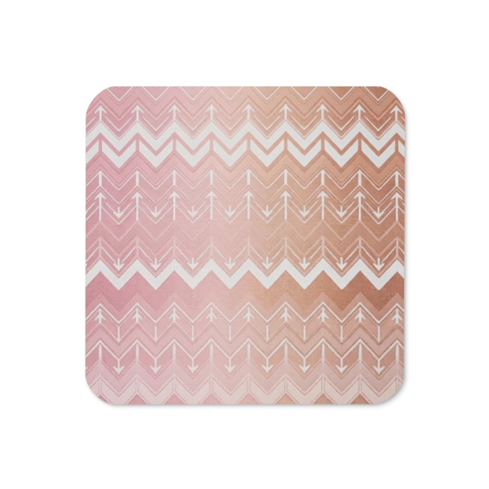 Pink & Brown Chevron Print Cork-Back Coaster