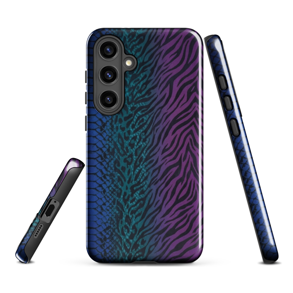 Blue to Purple Dark Snake Zebra & Leopard Print Tough Case for Samsung