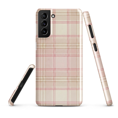 Pink & Cream Plaid Coquette Print Snap Case for Samsung