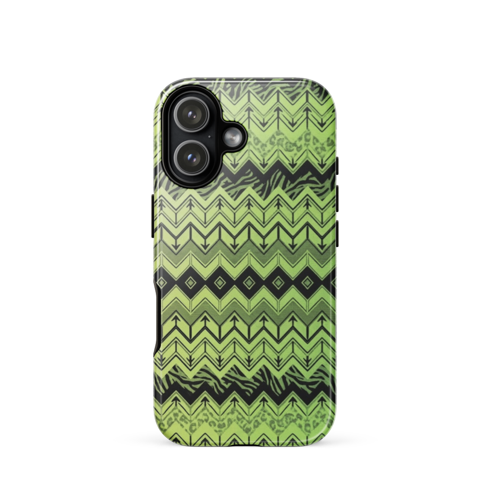 Lime Green Chevron Zebra & Leopard Print Tough Case for iPhone®