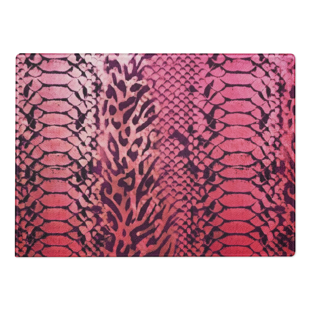 Pink Snake Skin & Leopard Print Glass Cutting Board