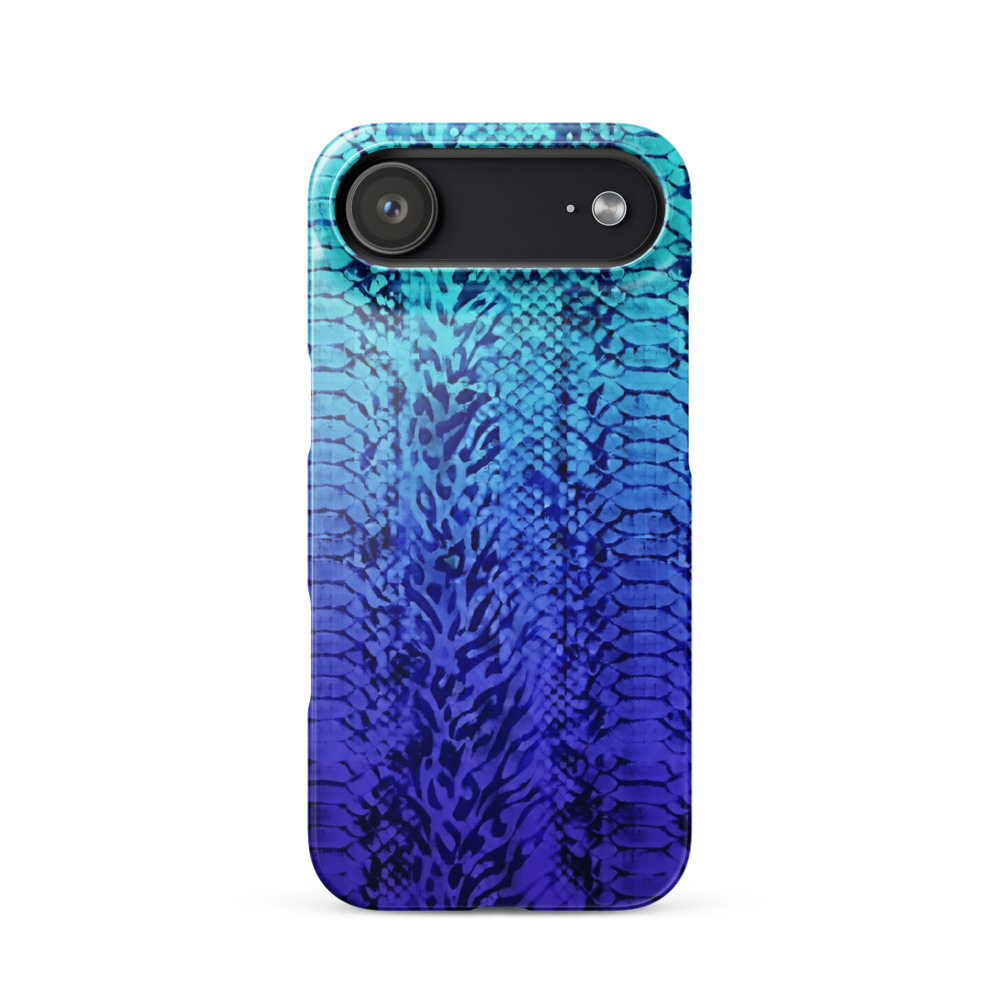 Vibrant Blue Snake Skin & Leopard Print Snap Case for iPhone