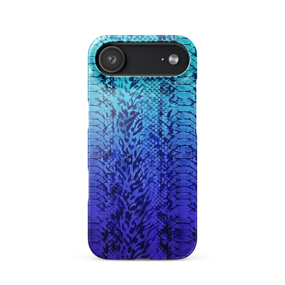 Vibrant Blue Snake Skin & Leopard Print Snap Case for iPhone