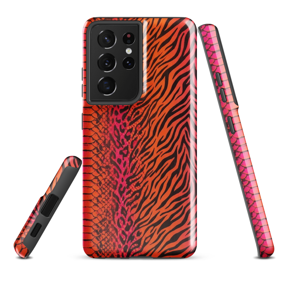 Sunset Orange & Pink Snake Skin Leopard & Zebra Print Tough Case for Samsung