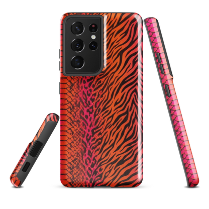 Sunset Orange & Pink Snake Skin Leopard & Zebra Print Tough Case for Samsung