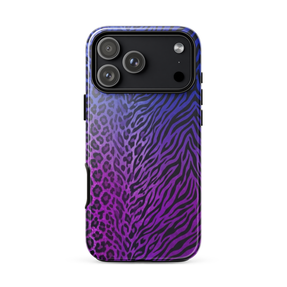 Purple to Blue Zebra & Leopard Print Tough Case for iPhone®
