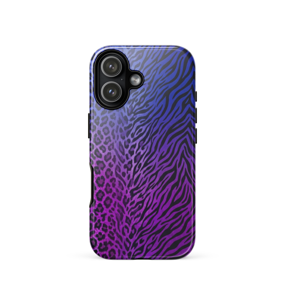 Purple to Blue Zebra & Leopard Print Tough Case for iPhone®