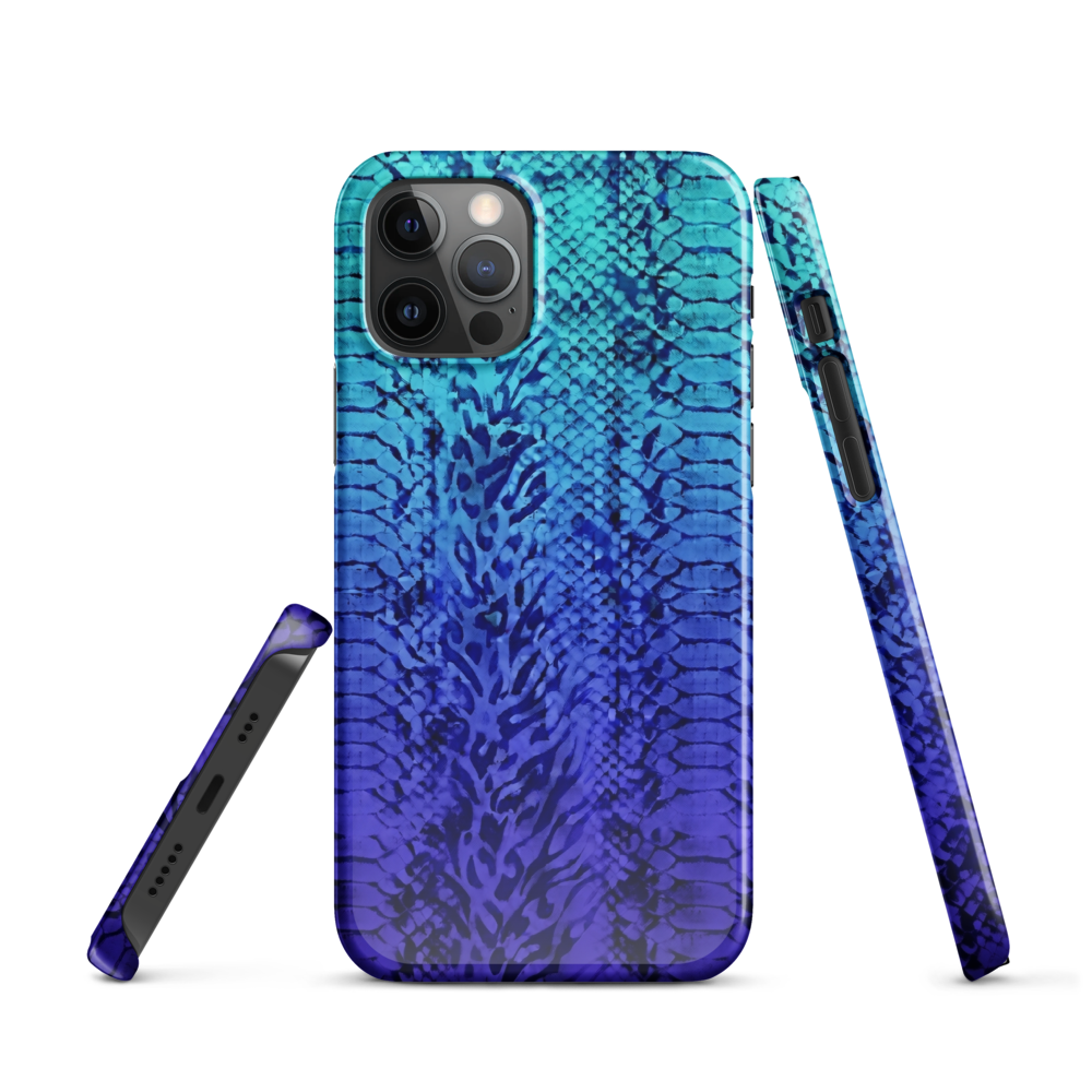 Vibrant Blue Snake Skin & Leopard Print Snap Case for iPhone