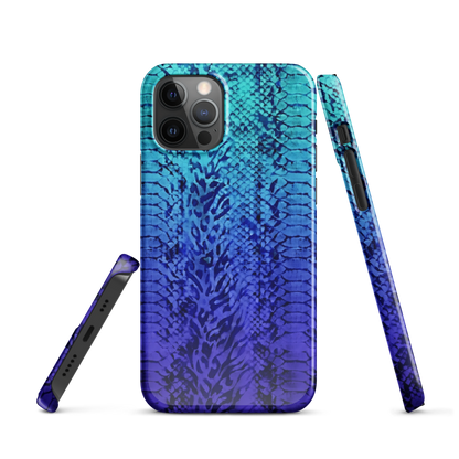 Vibrant Blue Snake Skin & Leopard Print Snap Case for iPhone