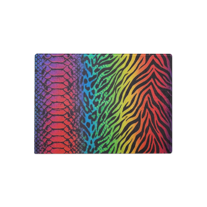 Rainbow Vibrant Zebra & Leopard Glass Cutting Board
