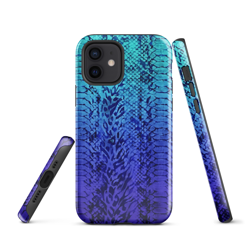 Vibrant Blue Snake & Leopard Print Tough Case for iPhone®