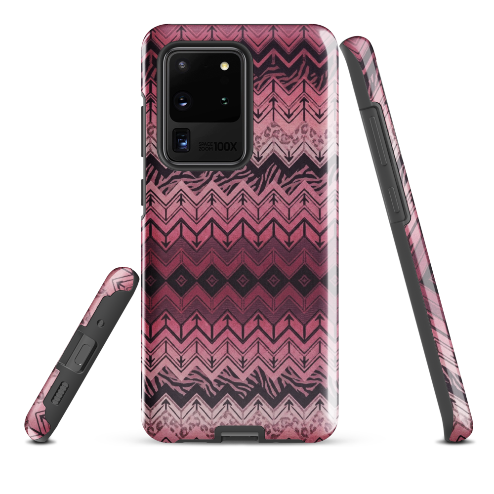 Pink Chevron Pattern Leopard & Zebra Print Tough Case for Samsung