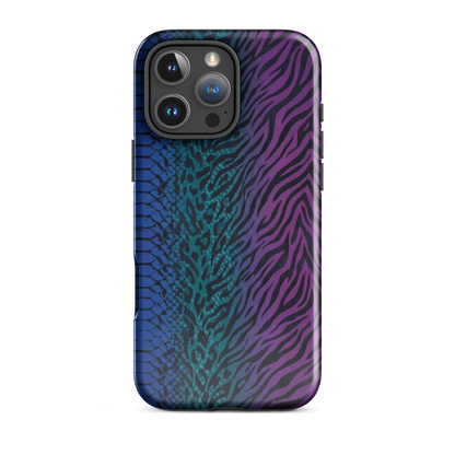Blue to Purple Dark Snake Zebra & Leopard Print Tough Case for iPhone®
