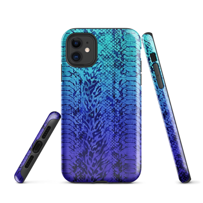 Vibrant Blue Snake & Leopard Print Tough Case for iPhone®