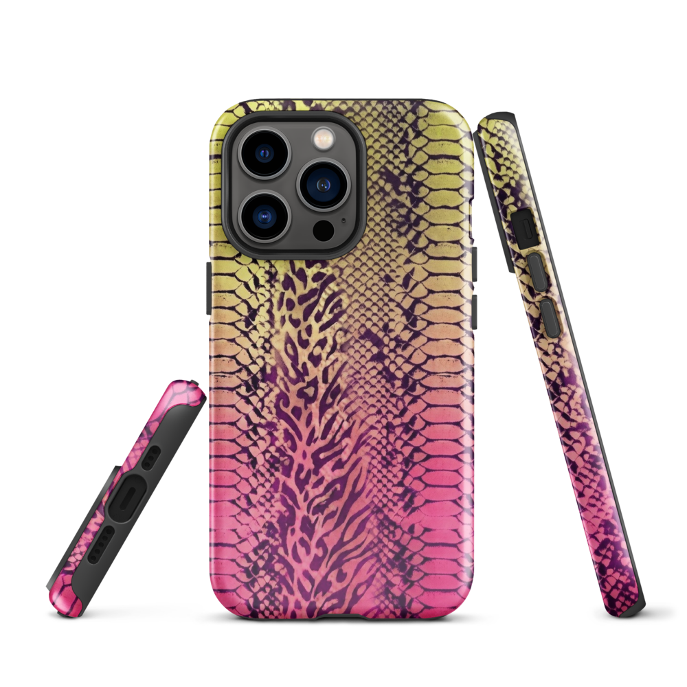 Yellow & Pink Snake Skin & Leopard Print Tough Case for iPhone®