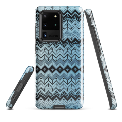 Blue Chevron Pattern Leopard & Zebra Print Tough Case for Samsung