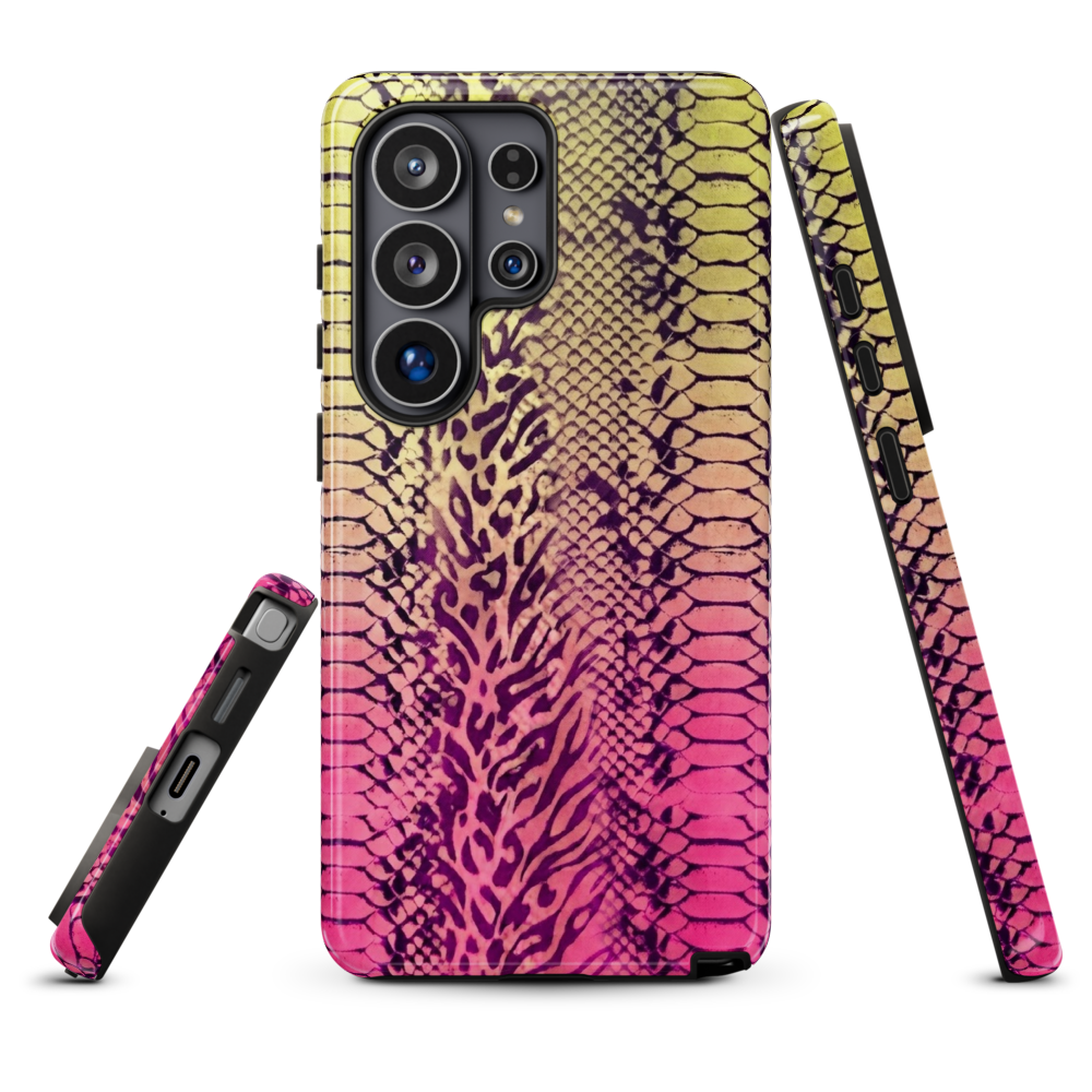 Yellow & Pink Snake Skin & Leopard Print Tough Case for Samsung