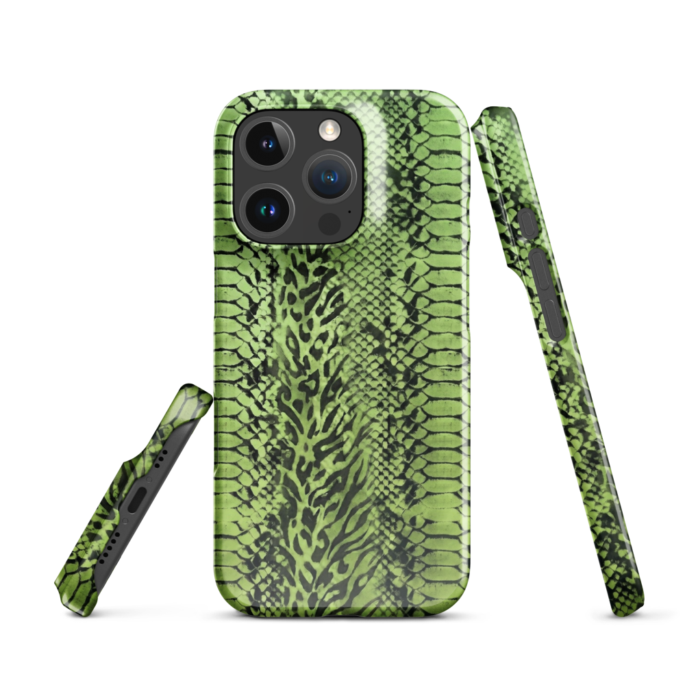 Green Snake Leopard & Zebra Print Snap Case for iPhone