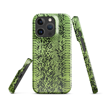Green Snake Leopard & Zebra Print Snap Case for iPhone