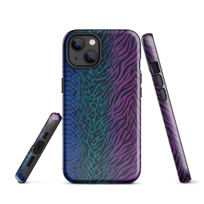 Blue to Purple Dark Snake Zebra & Leopard Print Tough Case for iPhone®