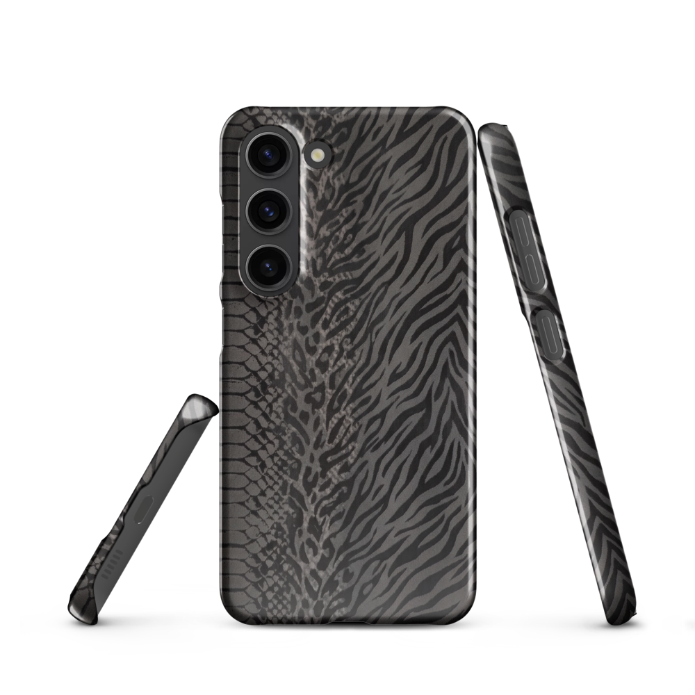 Dark Gray Snake Skin & Leopard Print Snap Case for Samsung