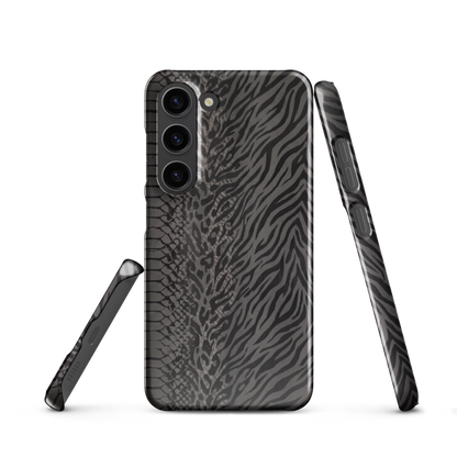 Dark Gray Snake Skin & Leopard Print Snap Case for Samsung