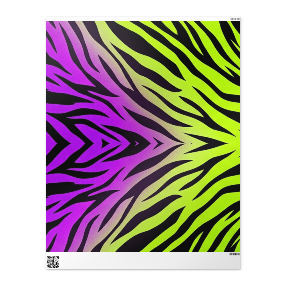 Zebra Print Neon purple and green Y2K inspired Wrapping Papers