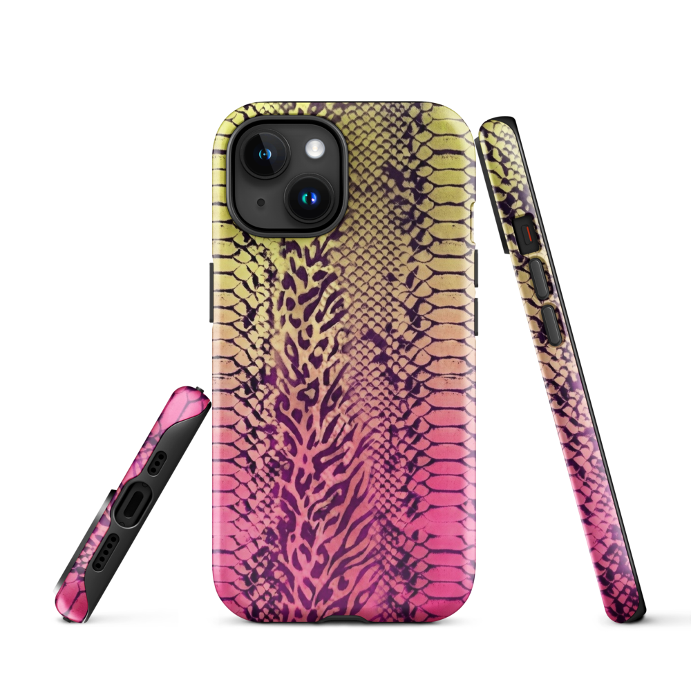 Yellow & Pink Snake Skin & Leopard Print Tough Case for iPhone®