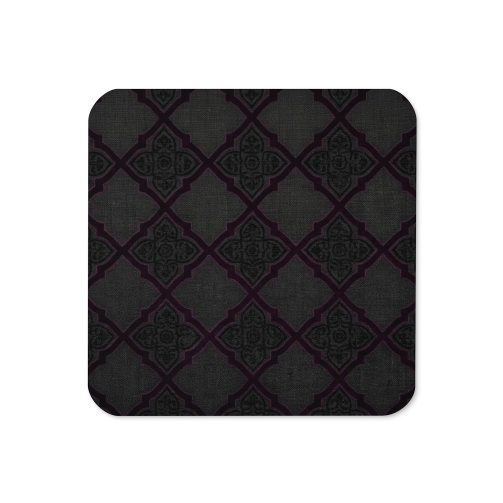 Black Detailed Cork-Back Coaster