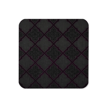 Black Detailed Cork-Back Coaster