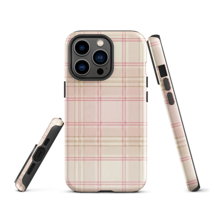Pink & Cream Plaid Coquette Print Tough Case for iPhone®