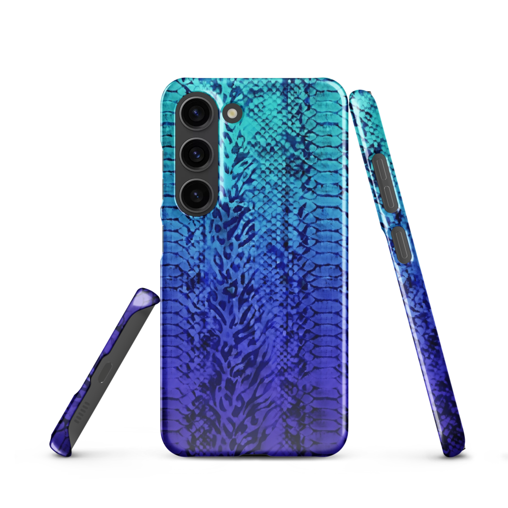 Vibrant Blue Snake & Leopard Print Snap Case for Samsung