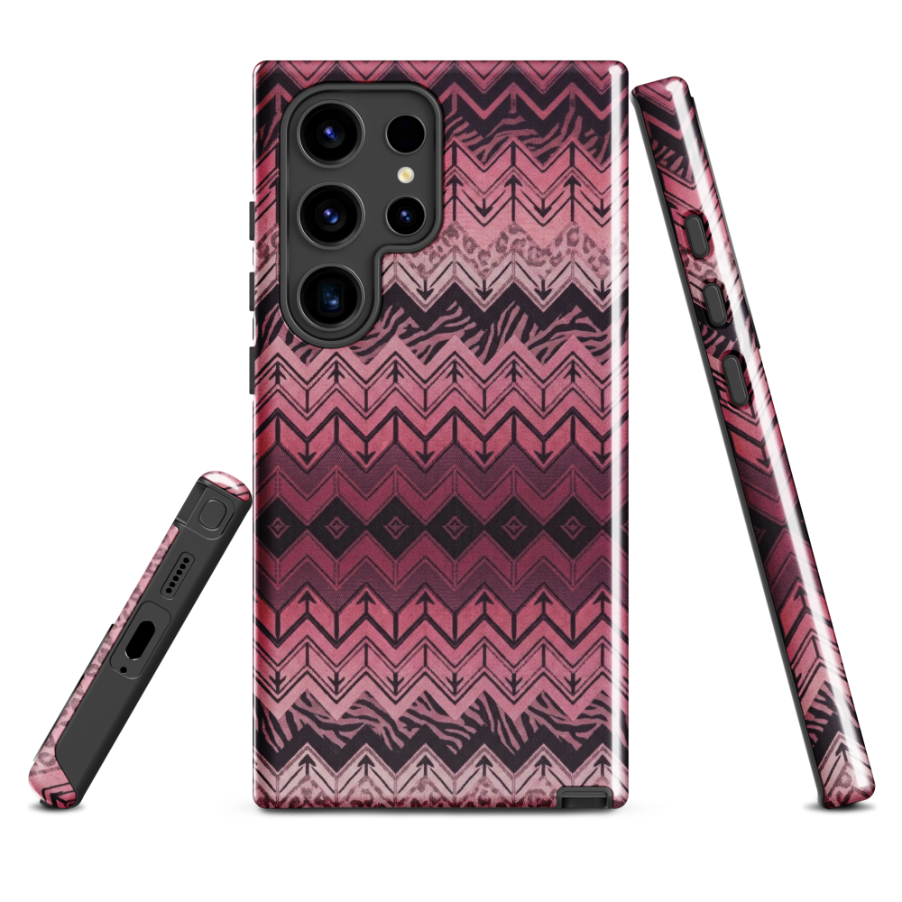 Pink Chevron Pattern Leopard & Zebra Print Tough Case for Samsung