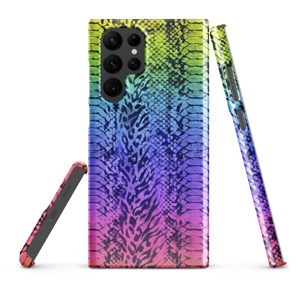 Vibrant Rainbow Snake Skin & Leopard Print Snap Case for Samsung