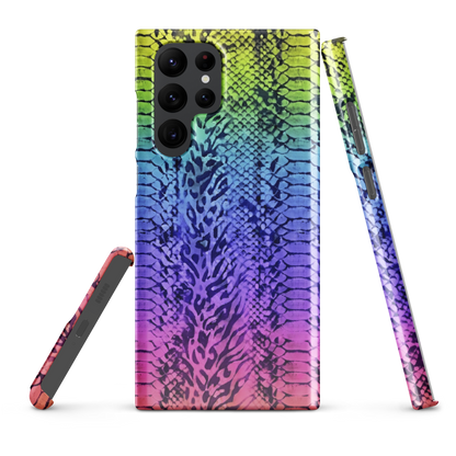 Vibrant Rainbow Snake Skin & Leopard Print Snap Case for Samsung