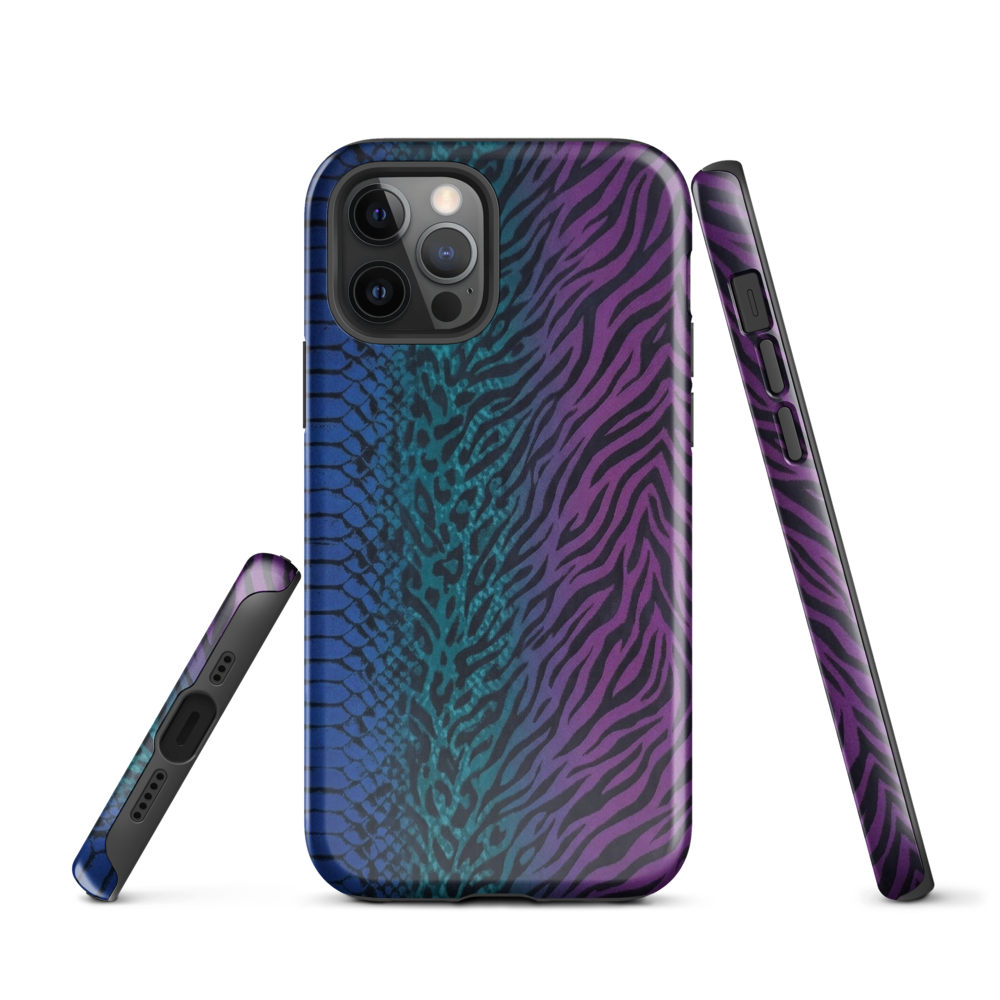 Blue to Purple Dark Snake Zebra & Leopard Print Tough Case for iPhone®