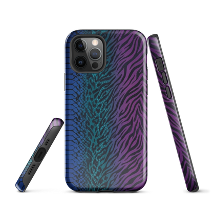 Blue to Purple Dark Snake Zebra & Leopard Print Tough Case for iPhone®