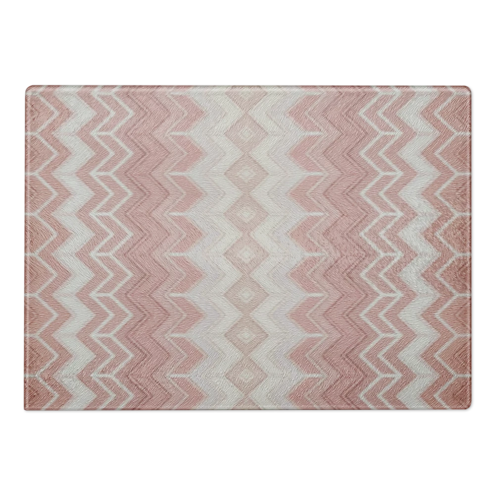 Pink & White Classic Chevron Pattern Glass Cutting Board