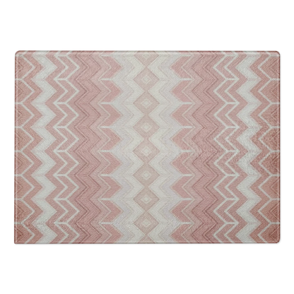 Pink & White Classic Chevron Pattern Glass Cutting Board