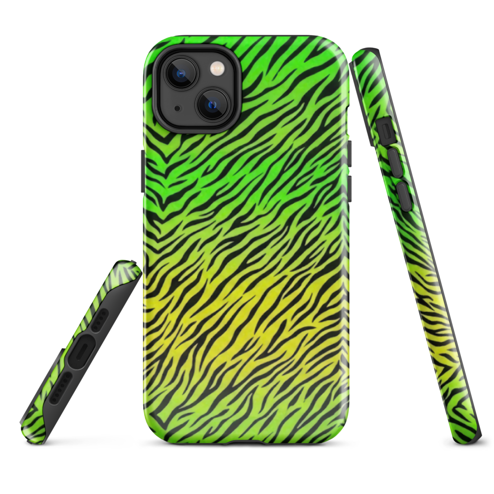 Green & Yellow  Zebra Print Tough Case for iPhone®