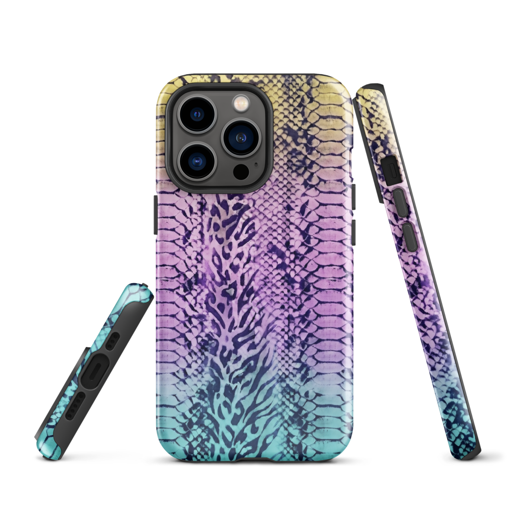 Faded Rainbow Snake Skin Zebra & Leopard Print Tough Case for iPhone®