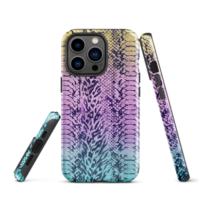Faded Rainbow Snake Skin Zebra & Leopard Print Tough Case for iPhone®