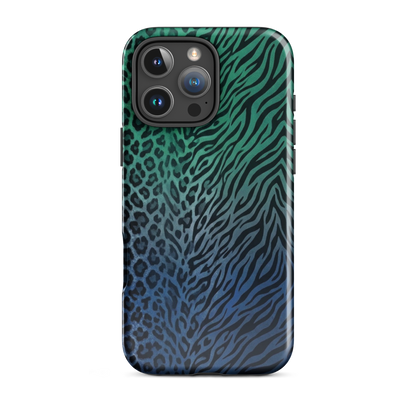 Blue to Teal Zebra & Leopard Print  Tough Case for iPhone®