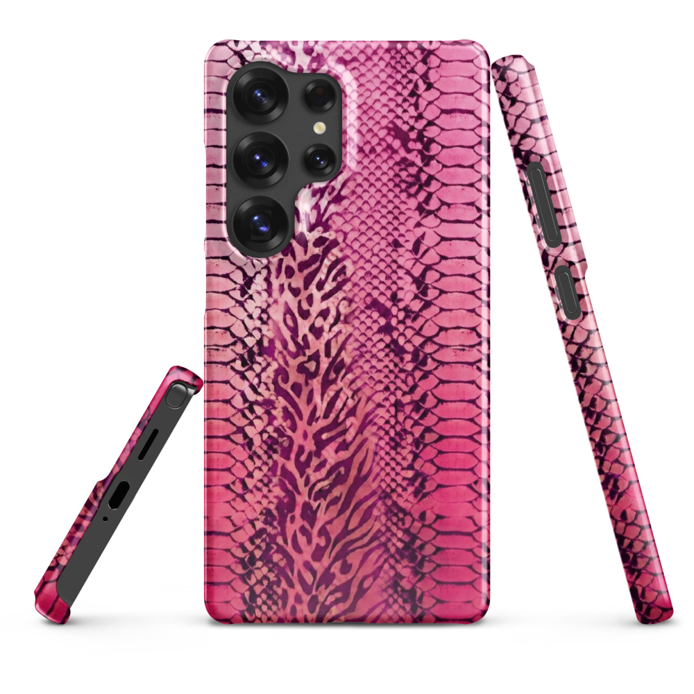 Neon Pink Snake Skin & Leopard Print Snap Case for Samsung