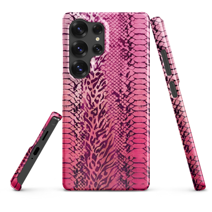 Neon Pink Snake Skin & Leopard Print Snap Case for Samsung