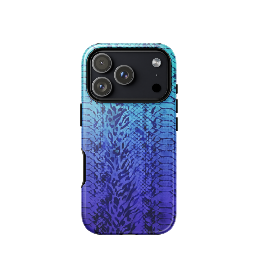 Vibrant Blue Snake & Leopard Print Tough Case for iPhone®